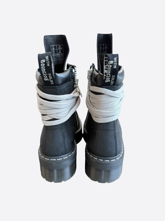 Rick Owens Dr. Martens Black Quad Sole Steel Toe Combat Boots main image 3
